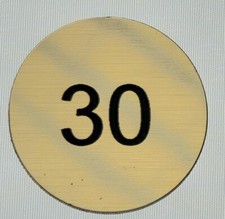 41  to  50    30mm dia Engraved Discs  Table Numbers Brass Affect Self Adhesive