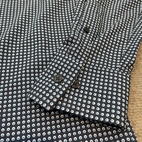 Vince Camuto Performance Shirt Mens Large Blue Polka Dots Long Sleeve Button - Picture 4 of 11