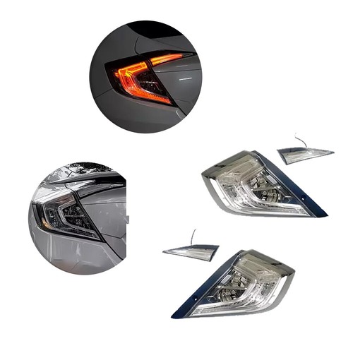 Crystal Clear Lens LED Tail Lights fits for Honda Civic Sedan 2016-2021 10th Gen - Imagen 3 de 8