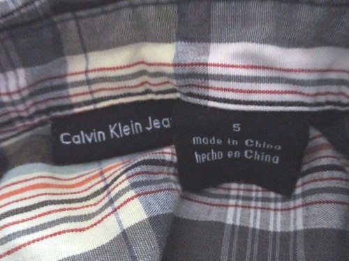 CALVIN KLEIN~CAMISA MARRÓN BLANCA NARANJA A CUADROS MANGA CORTA ABOTONADA~Niños 5 - Imagen 3 de 3
