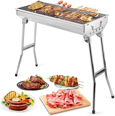 UTEN Folding BBQ Grill Barbeque Grill Stainless Steel Outdoor Charcoal Large Portable
