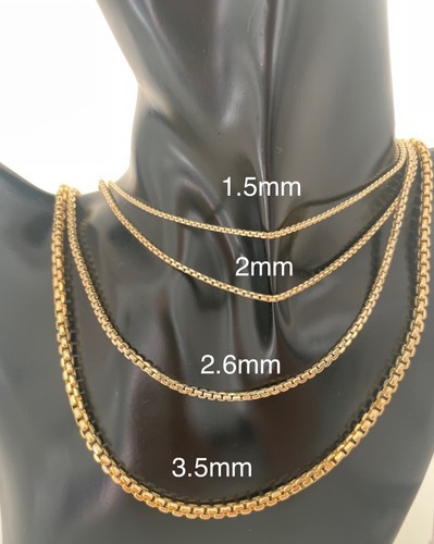 Runde Box Kette, 14k Gold Box Halskette, Gold Box Kette 2mm 16 in 3,10 Gramm - Bild 1 von 4