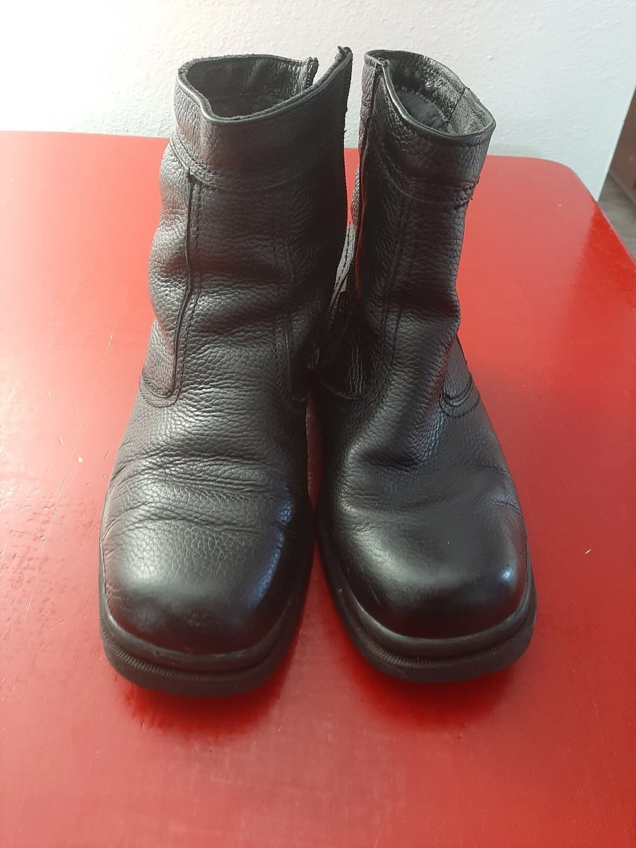 Florsheim Boots Mens Size 9M Black Leather Side Zip Shearling