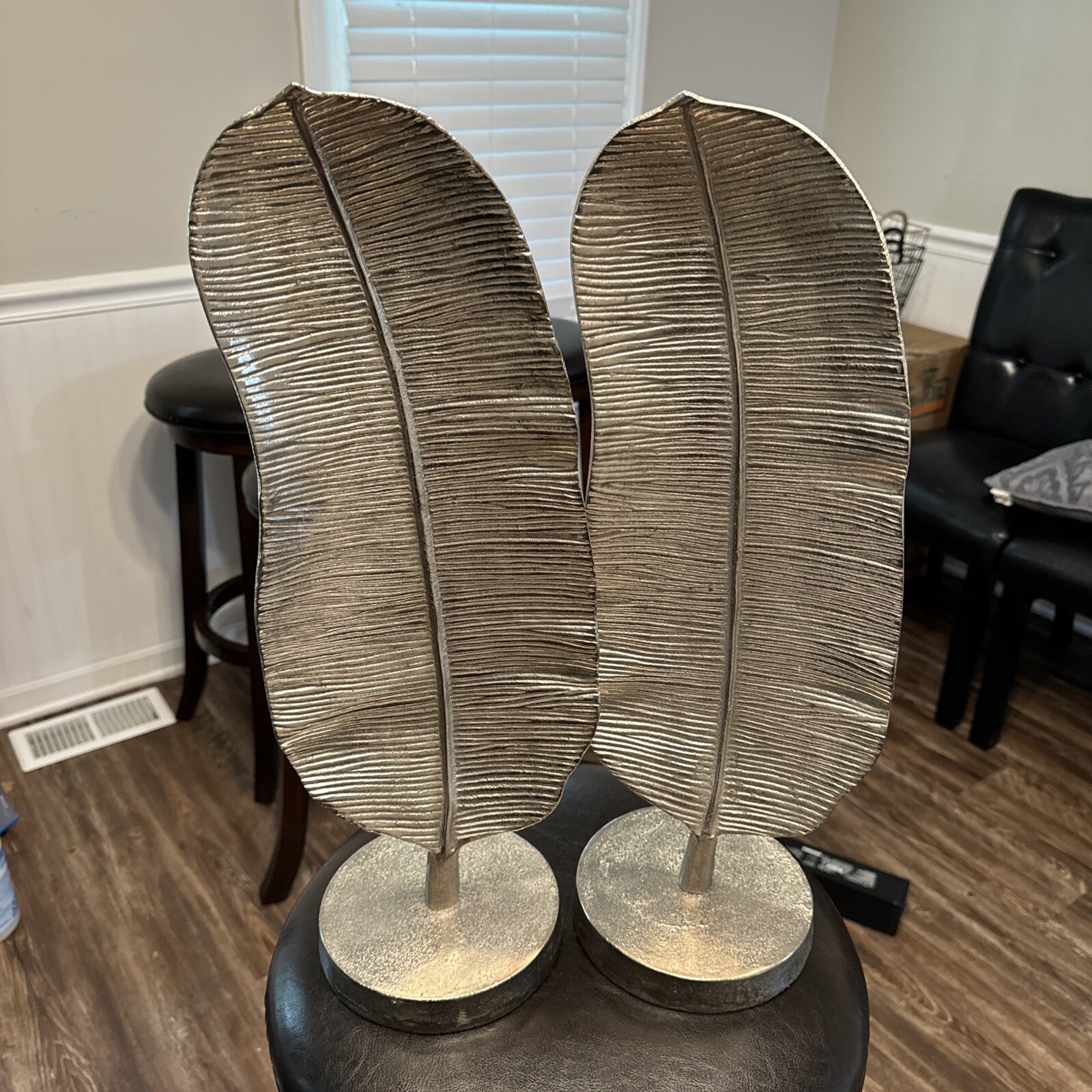 Vintage Metal Feather Quill Pen Sculptures for Home Decor
