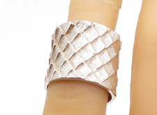 925 Sterling Silver Vintage Shiny Fish Scale Design Band Ring Sz 7 RG5239