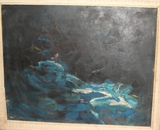 Abstract expressionism oil painting landscape tachisme signed