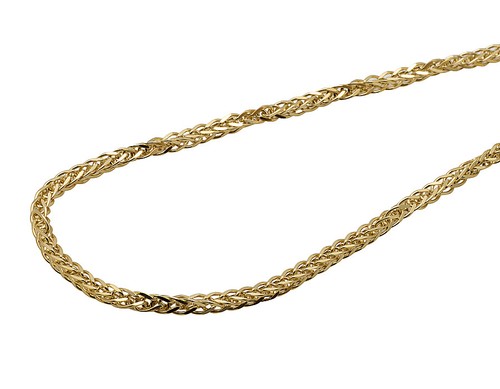 Men's Real 10K Yellow Gold Palm Wheat Chain Necklace 3MM 24-36 Inches - 第 1/3 張圖片