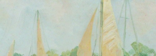 MADISON CLIVE "THE BEACH" ORIGINAL OIL ON CANVAS SAIL BOATS SEASCAPE PAINTING - Picture 7 of 8
