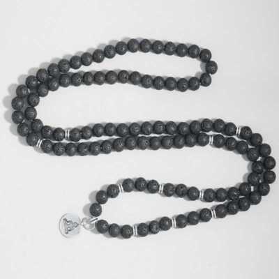 8mm 108 Natural Volcanic Rock Bead Bracelet Buddha Chakra Bangle zazen