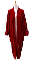Baylis Knight Red Velvet Duster Coat Oversize Boho Retro Festival Opera