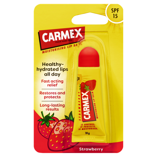 Carmex Lip Balm SPF 15 10g Strawberry Tube Fast Acting Relief carmex-lip-balm-spf-15-10g-strawberry-tube-fast-acting-relief