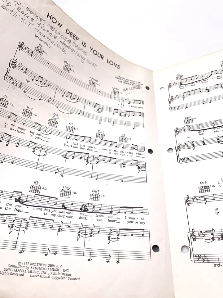 How Deep Is Your Love Bee Gees Gibb 1977 Sheet Music Saturday Night Fever Disco - Image 2 of 3