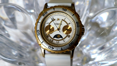 HOST PICK 1992 RARE FOSSIL CHRONOGRAPH MOON PHASE WATCH BQ-8417(01258) 1992 RARE LIMITED EDITION FOSSIL CHRONOGRAPH MOON PHASE  main image 2