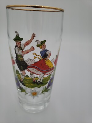 Barware Bockling German Beer Glass With Gold Rim 12 Oz