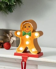 Glitzhome Marquee LED Gingerbread Man Christmas Stocking Holder 7.25