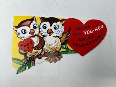 Vintage Valentine Owls ''Whoo?'' Cute Card Birds