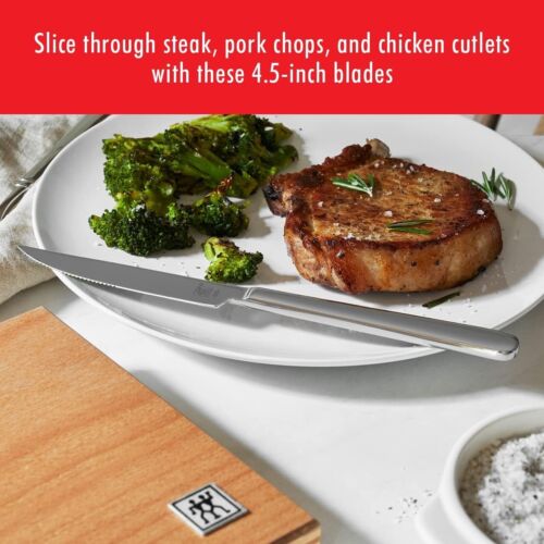 ZWILLING Stainless Steel Steak Knife Set with Wood Presentation Case, NEW IN BOX - Picture 2 of 7