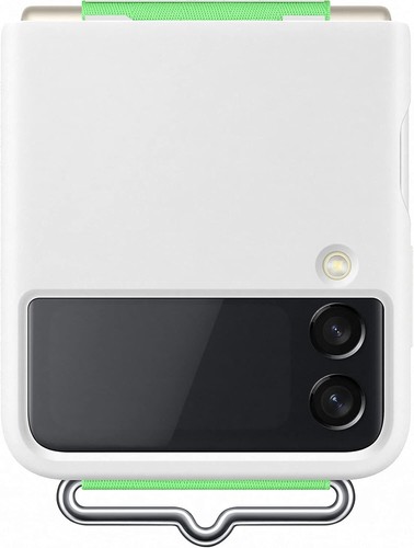 Samsung Galaxy Z Flip3 Silicone Cover with Strap Luxury Silicone Cover White - Picture 2 of 5