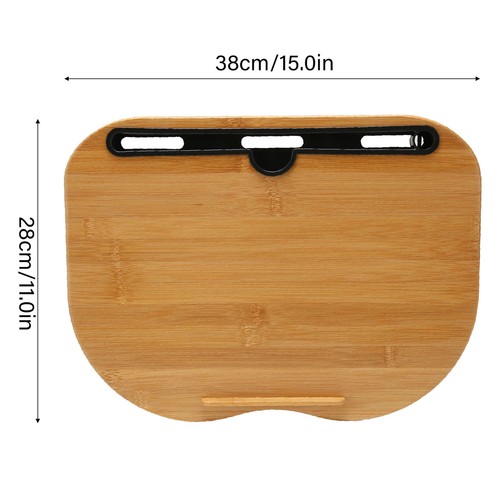 Escritorio para computadora portátil de madera de bambú para computadora portátil de hasta 15,6 pulgadas con almohada ajuste de cushi - Imagen 4 de 24