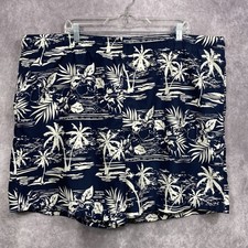 Croft  Barrow Swim Trunks Mens XL Blue Floral Palm Tree Hawaiian Beach Summer