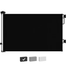 Black Retractable Baby Gate for Stairs, 55" Wide Mesh, 34" Tall, Indoor/Outdoor