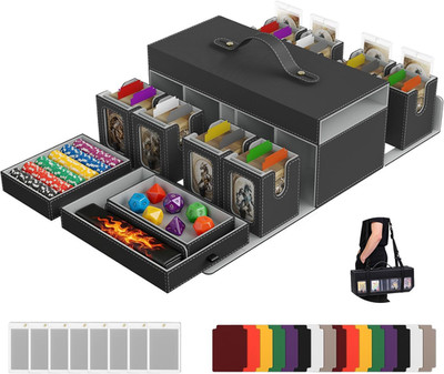 Cortile MTG Commander Deck Box 8-Deck Modular Card Case and 3 Dice Trays- 11-IN-