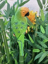 Parrot Wall Decor Realistic Tree Garden Sculpture Green Yellow Patio Accent New