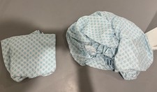 Blue White Geometric Pattern Fitted Sheet and Two Pillow Cases