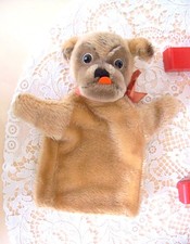 Steiff Handpuppe HUND MOPSY  Mohair 1960 - 1967  K/F, Artikelnr 0317/00 sehr gut