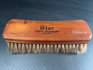 Vintage Star 100% Horsehair Professional Wood Shoe Shine Brush Made in Brazil 8"