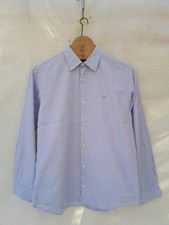 Vintage Burberry Shirt Boys 12 Blue Embroidered Logo 100 Cotton Made in Spain