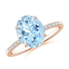 925 Silver Aquamarine Stone Mothers day March Solitaire with Accents Ring