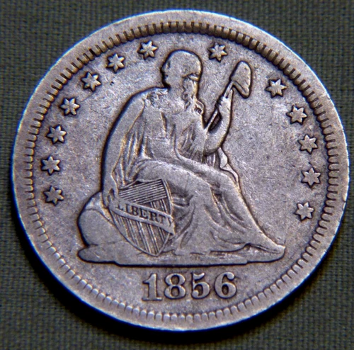 1856 US Seated Liberty Silver Quarter VF Very Fine - Lot 1085