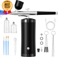 Cordless Airbrush Kit with Compressor   48PSI, 0.3mm Nozzle, Black
