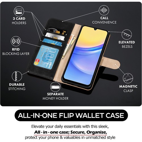 Für Samsung Galaxy A05 / A06 Hülle Leder Wallet Magnet Flip Ständer Handy Cover - Bild 3 von 12