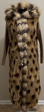 Asymmetrical Long Trench Coat Real Fox Fur Removable Insulation Lightweight Sz L