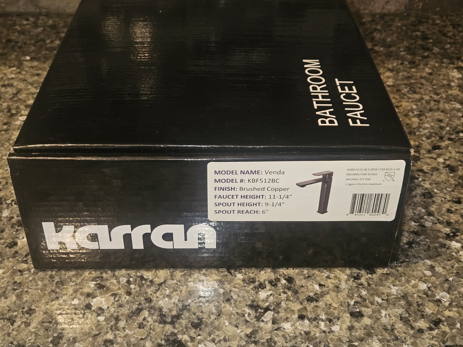 Karran Faucet USA KBF512 Venda 1.2 GPM Vessel 1 Hole Bathroom  - Brushed Copper