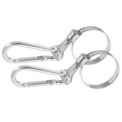 2 Pcs Adjustable Flagpole Clips 0.8-1.5 Inch Flagpole Rings with Hooks