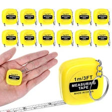 12 Pcs Mini Tape Measure Keychains 2" Retractable Ruler 1m/3ft Party Favors Gift