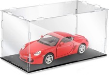 Acrylic Display Case 1: 18 Model Car Display Case with Black Base Clear Storage