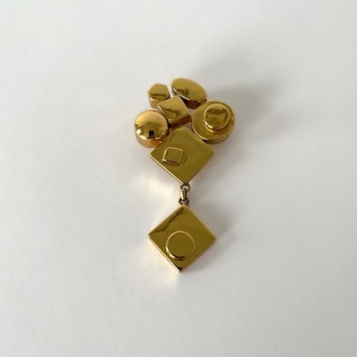 Georges Rech Vintage Brooch In Gold-Plated Metal   Couture Jewelry, 1980s
