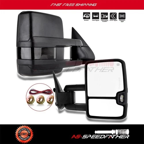 Heated Power Signal Tow Mirrors For Chevy Silverado Suburban GMC Sierra Yukon