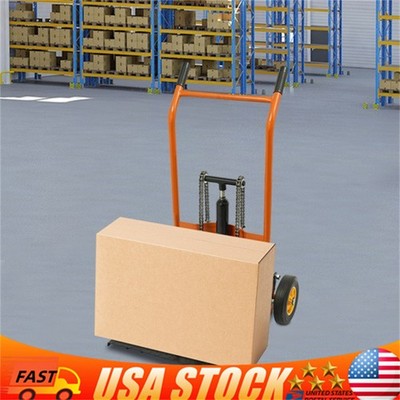 440lb Hydraulic Material Lift Winch Stacker Adjustable Pallet Truck Dolly 6-40cm