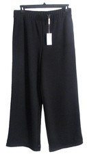 Elie Tahari XL (14) Black Dress Pants Braided Hem Wide Leg Pullon Stretch Knit