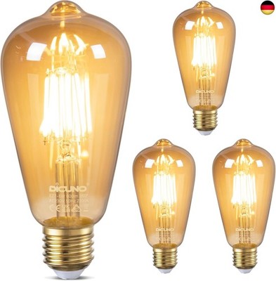 DiCUNO Edison Vintage Glühbirne E27, ST64 Filamente LED Lampe 6W, Warmweiß 2