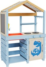 Wooden Outdoor Mud Kitchen for Kids w Sink, Faucet, Chalkboard  Storage Shelves