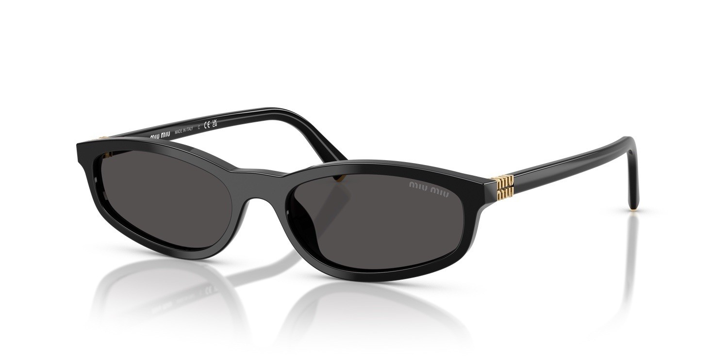 MIU MIU MU A06S 16K08Z Black Gold Dark Grey Lens Women Sunglasses AUTHENTIC