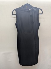CALVIN KLEIN Womens Black Fitted Sleeveless Above The Knee Sheath Dress 8 Bow