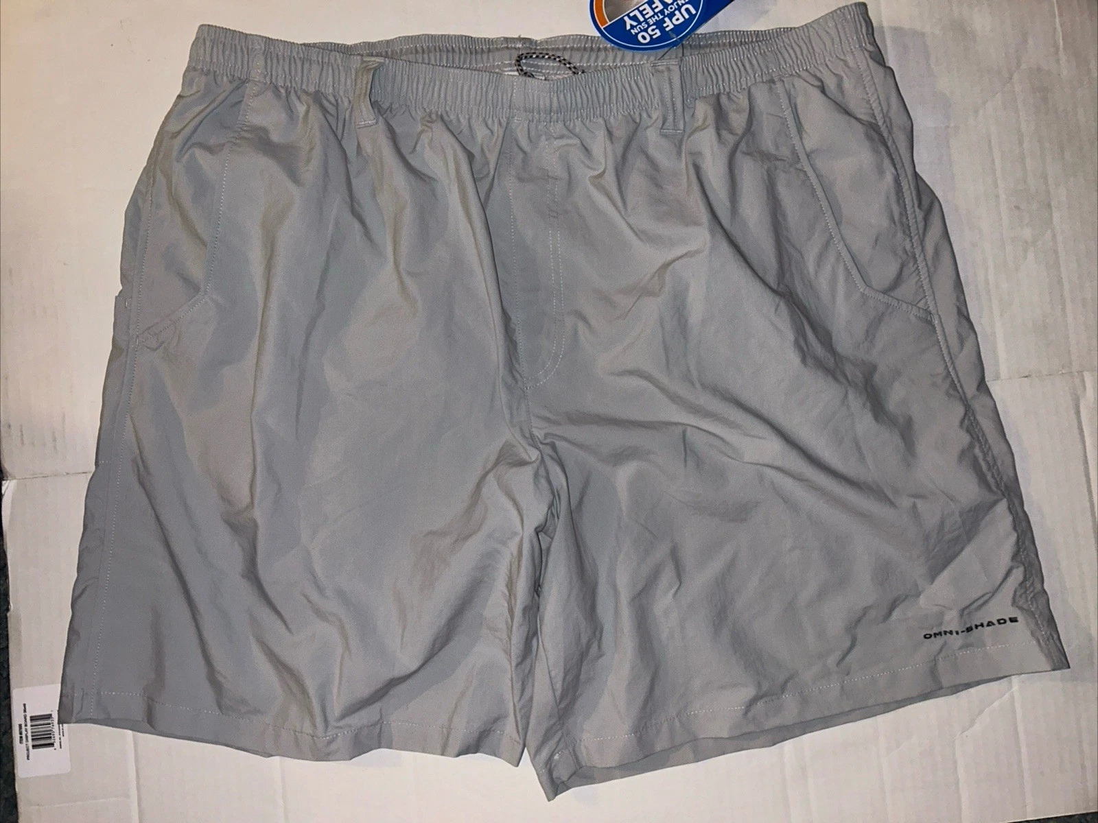 NEW Columbia PFG Backcast 8" Omni-Shade Gray Drawstring Water Shorts Men XXL
