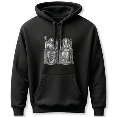 Zeus & Hera King & Queen Hoodie | Greek Mythology Graphic Pullover Fleece